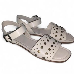 FRYE AND CO. Brooklyn Winter White Studded Ankle-Strap Sandals Size 10